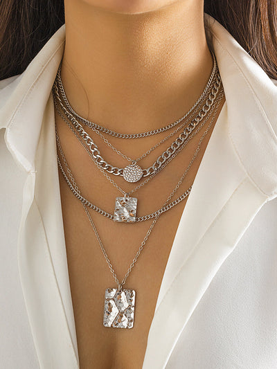Textured Pendant Layered Gold Necklace
