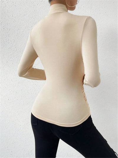 Draped Crossover Long Sleeve Top