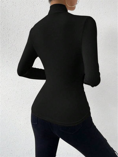Draped Crossover Long Sleeve Top