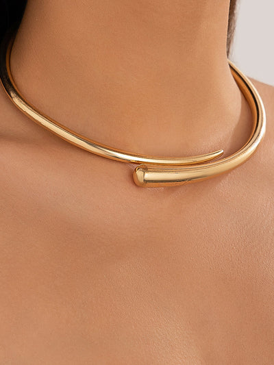 Gold Water Drop Open Choker Necklace