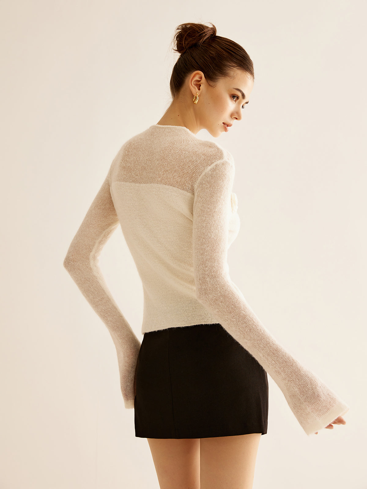 3D Flower Panel Soft Knit Top 4