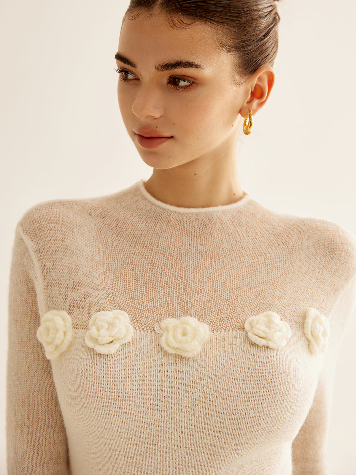 3D Flower Panel Soft Knit Top 2