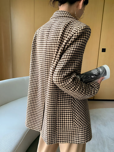 Houndstooth Split Blazer With Belt 4