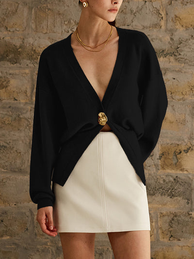 Deep V Knit Cardigan
