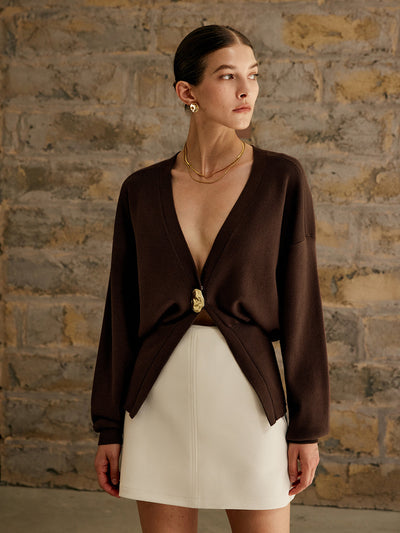 Deep V Knit Cardigan