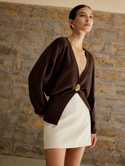 Deep V Knit Cardigan
