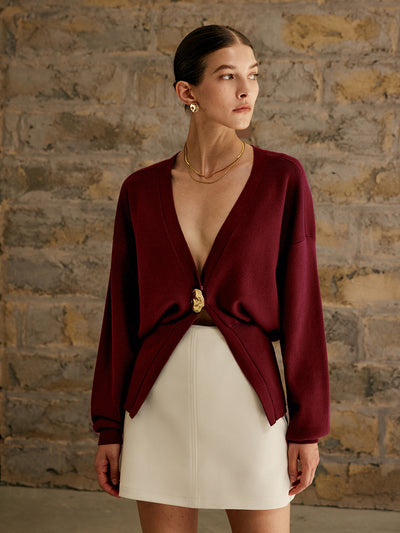 Deep V Knit Cardigan