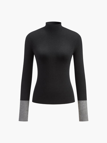 Long Sleeve Contrast Cuff Knit Top 6