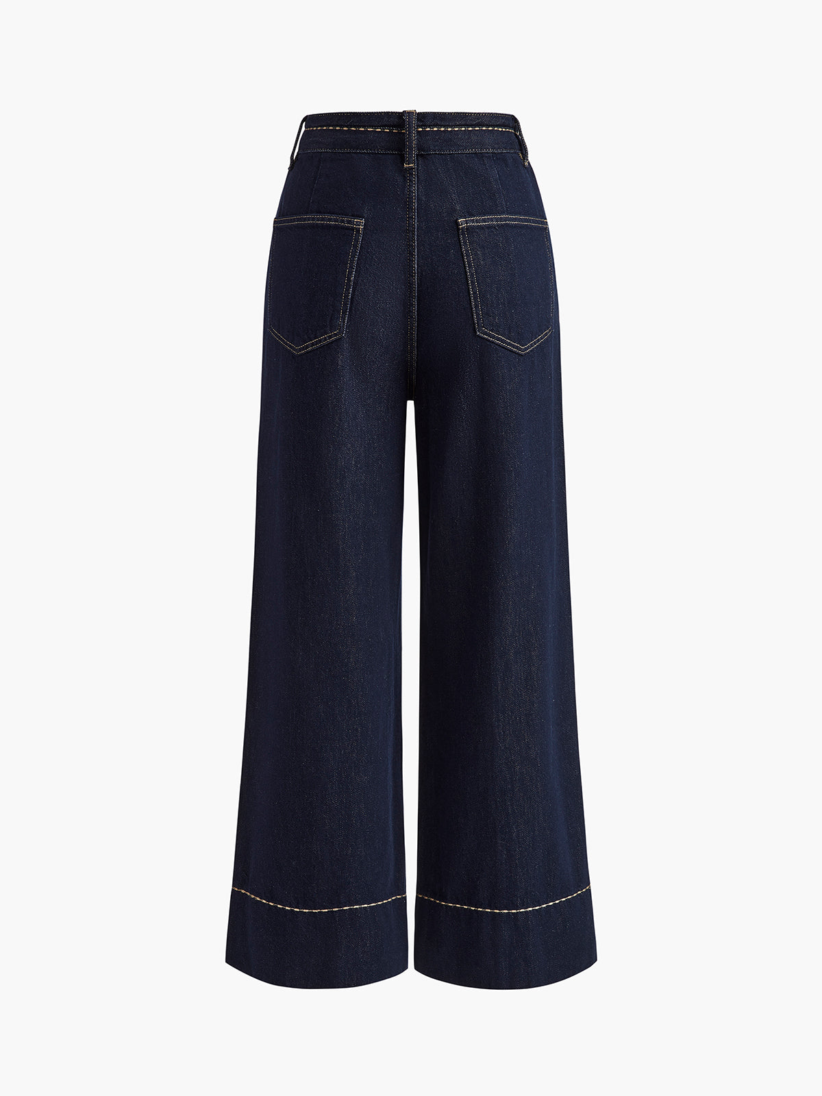Contrast Stitch Wide Leg Denim Jeans