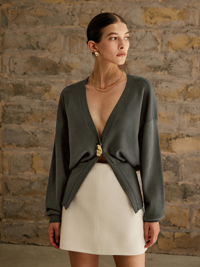 Deep V Knit Cardigan