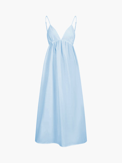 Coastal Open Back Cotton Maxi Dress