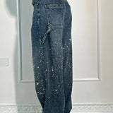 Balloon carpenter shiny denim jeans 2