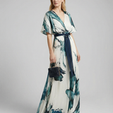 Bohemian Floral Maxi Dress – Elegant Deep V Neck Summer Wedding Guest Outfit 1