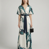 Bohemian Floral Maxi Dress – Elegant Deep V Neck Summer Wedding Guest Outfit 2