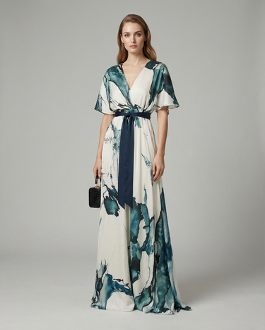 Bohemian Floral Maxi Dress – Elegant Deep V Neck Summer Wedding Guest Outfit 3