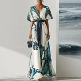 Bohemian Floral Maxi Dress – Elegant Deep V Neck Summer Wedding Guest Outfit 5