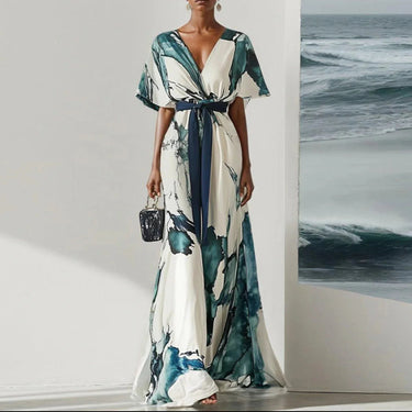 Bohemian Floral Maxi Dress – Elegant Deep V Neck Summer Wedding Guest Outfit 5