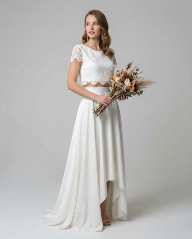Bohemian Lace Dress – High-Low Design for Outdoor Celebrations 0