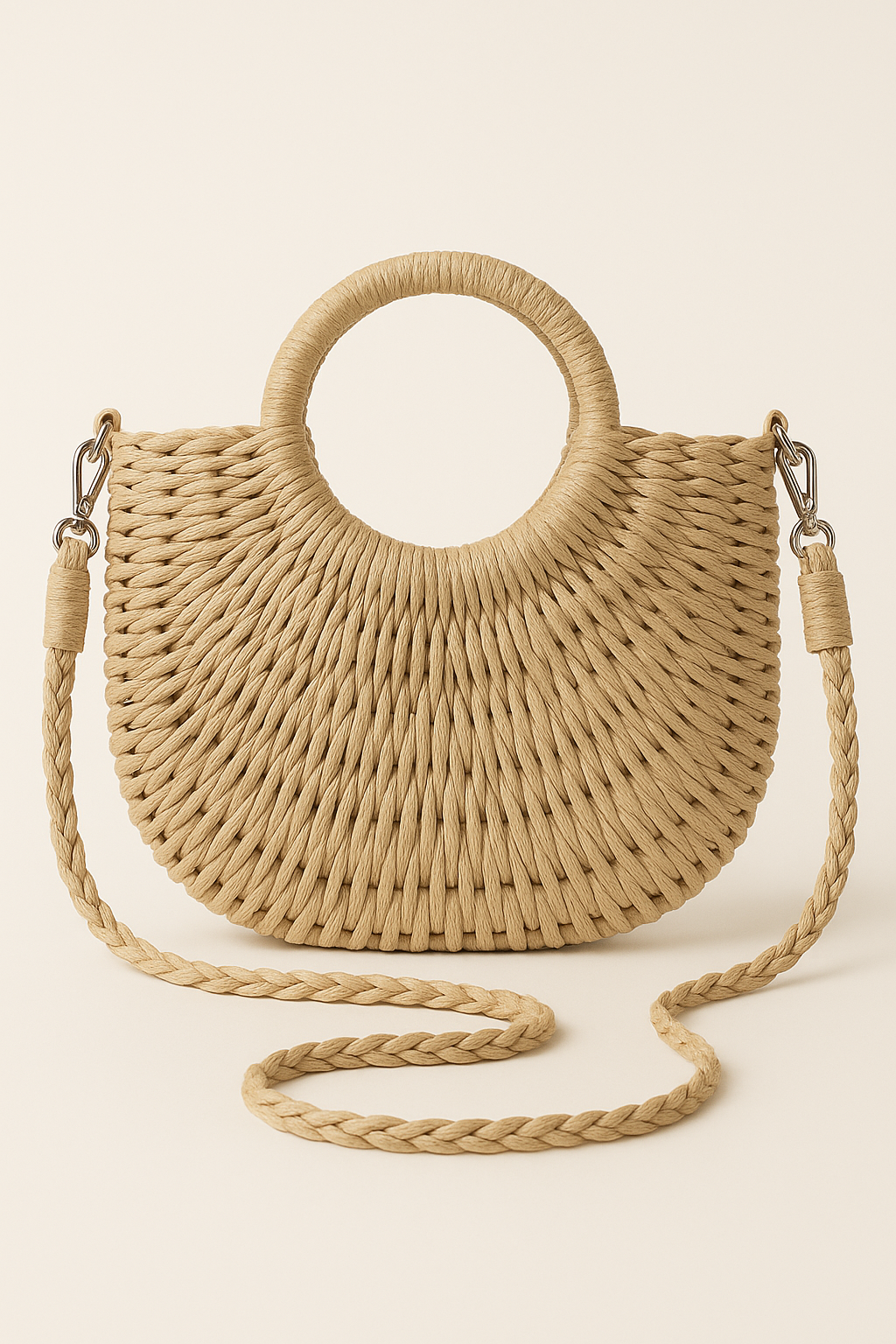 Bohemian Straw Handbag – Natural Texture 0
