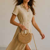 Bohemian Straw Handbag – Natural Texture 1