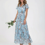 Boho Floral Maxi Dress – Elegant Ruffle Sleeves for Summer Events 0
