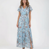 Boho Floral Maxi Dress – Elegant Ruffle Sleeves for Summer Events 1
