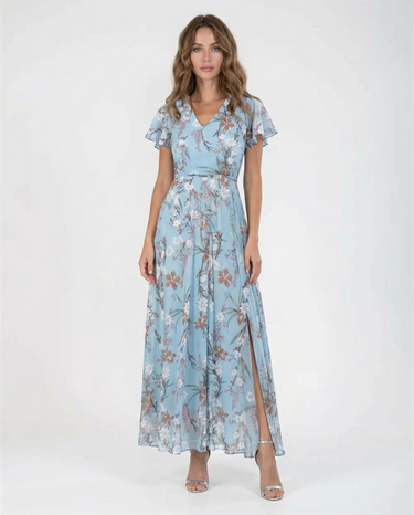 Boho Floral Maxi Dress – Elegant Ruffle Sleeves for Summer Events 1