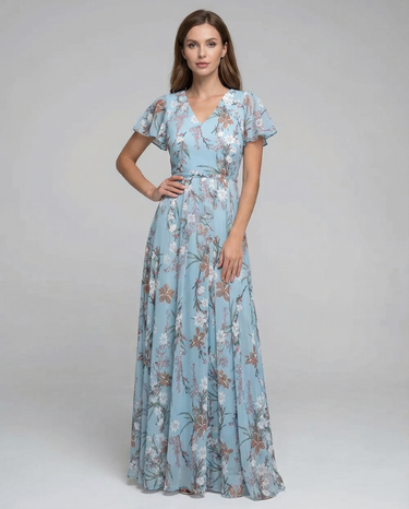 Boho Floral Maxi Dress – Elegant Ruffle Sleeves for Summer Events 3