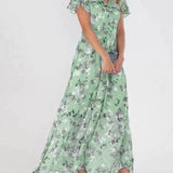 Boho Floral Maxi Dress – Elegant Ruffle Sleeves for Summer Events 5