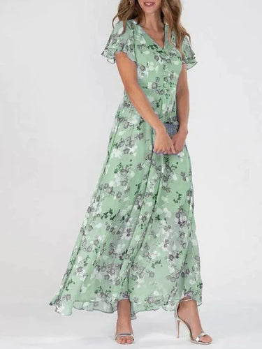 Boho Floral Maxi Dress – Elegant Ruffle Sleeves for Summer Events 5