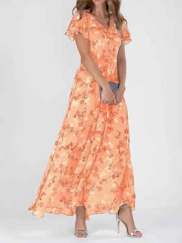 Boho Floral Maxi Dress – Elegant Ruffle Sleeves for Summer Events 6