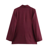 Burgundy Vintage Blazer – Classic Double Breasted Style for Autumn Elegance 1