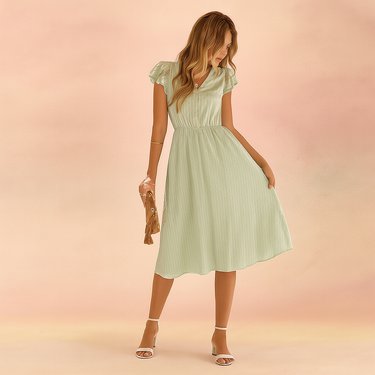 Camilla Midi Dress – Elegant Ruffle Sleeve Design for Wedding Guests and Summer Events 2