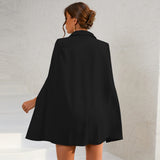 Cape Blazer Mini Dress with Belt and Gold Button Detail 4