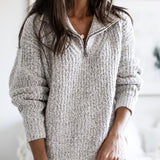 Caroline | Women’s Zip-Up Ribbed Sweater with Cozy Feel 0
