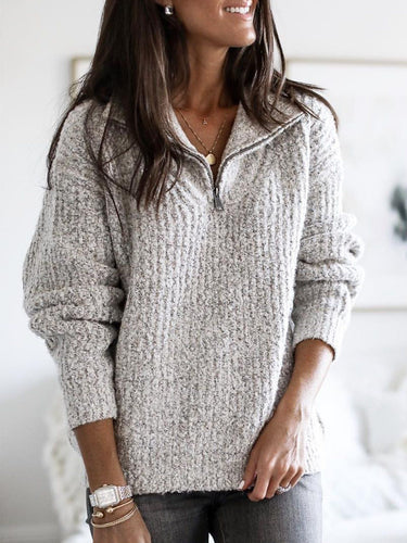 Caroline | Women’s Zip-Up Ribbed Sweater with Cozy Feel 0