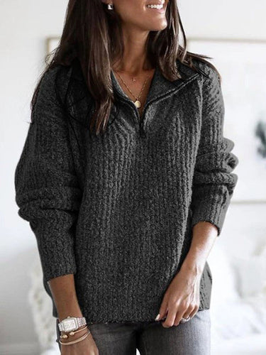 Caroline | Women’s Zip-Up Ribbed Sweater with Cozy Feel 4