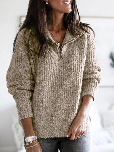 Caroline | Women’s Zip-Up Ribbed Sweater with Cozy Feel 6