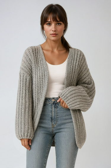 Oversized Sleeve Knit Cardigan