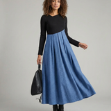 Chic A-Line Dress – Irregular Patchwork Design for Stylish Spring Outings 1