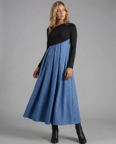Chic A-Line Dress – Irregular Patchwork Design for Stylish Spring Outings 2