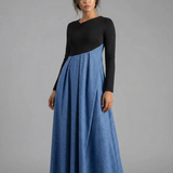 Chic A-Line Dress – Irregular Patchwork Design for Stylish Spring Outings 3
