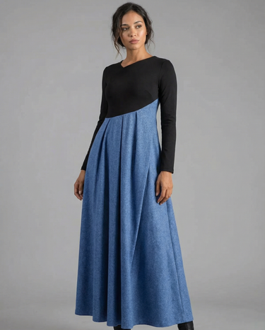 Chic A-Line Dress – Irregular Patchwork Design for Stylish Spring Outings 3