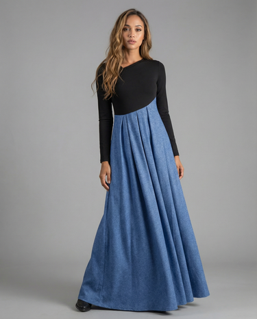 Chic A-Line Dress – Irregular Patchwork Design for Stylish Spring Outings 4