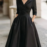 Chic A-Line Dress – Stylish Lapel Design for Effortless Summer Elegance 0