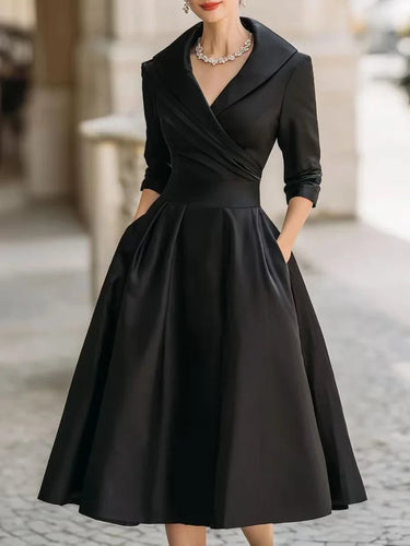 Chic A-Line Dress – Stylish Lapel Design for Effortless Summer Elegance 0