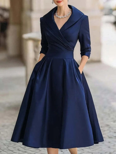 Chic A-Line Dress – Stylish Lapel Design for Effortless Summer Elegance 4