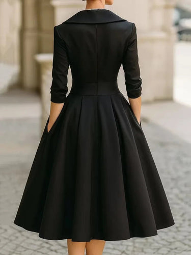 Chic A-Line Dress – Stylish Lapel Design for Effortless Summer Elegance 5