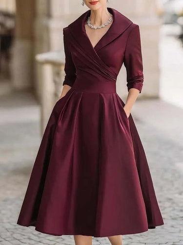 Chic A-Line Dress – Stylish Lapel Design for Effortless Summer Elegance 7