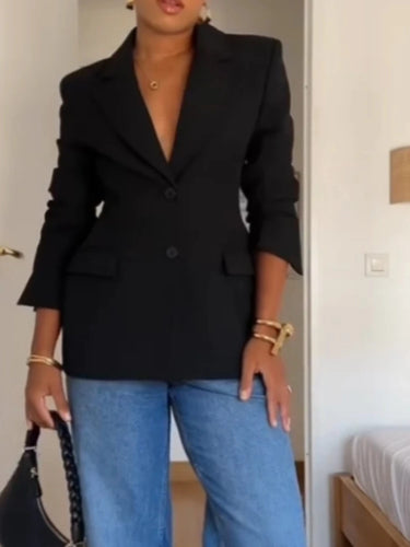 Chic Blazer Jacket – Elegant Notched Collar for Versatile Styling 1